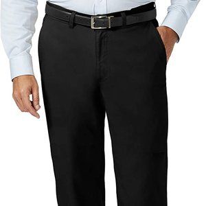 HAGGAR Men's Comfort Stretch Classic-Fit Solid Flat Front Pants. Black. 36 x 29